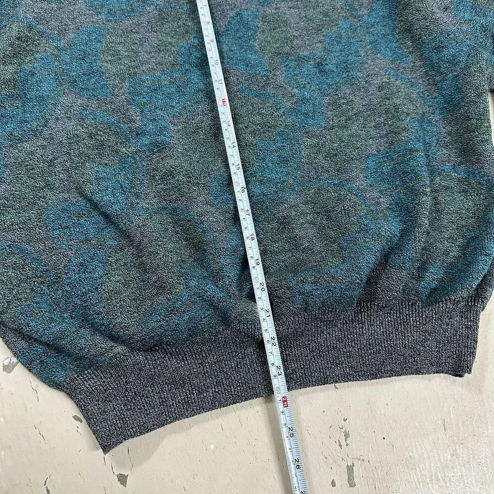 Zanella Italy Wool Sweater Heathered Blue Gray Size Large